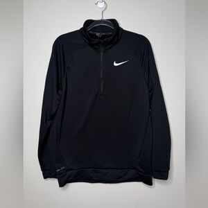 Nike Black Half-Zip Dri-FIT Pullover Jacket w/ White Swoosh Sweatshirt Mockneck